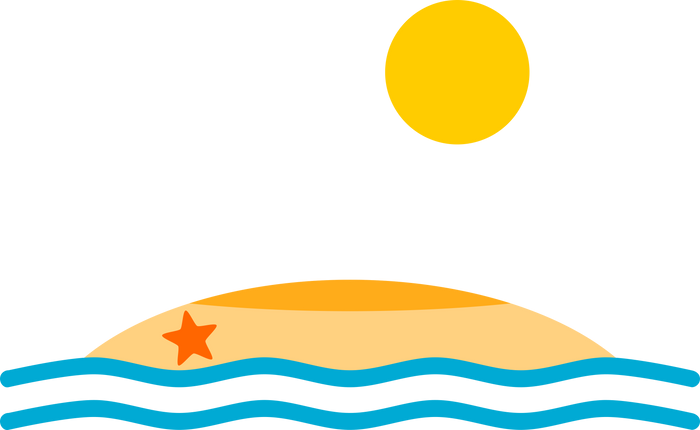 Sand beach wave sea with sun icon